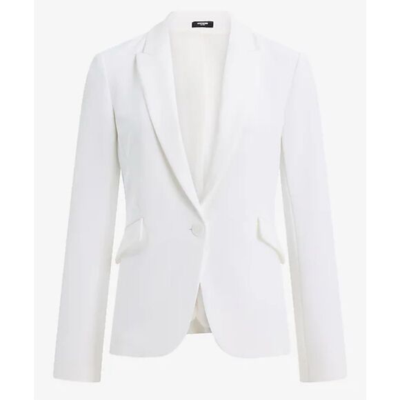 Express white single button stretch blazer size 12 - Picture 1 of 8
